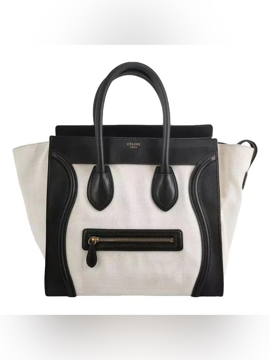 Handbags - Authentic - CELINE black and cream Luggage Tote bag